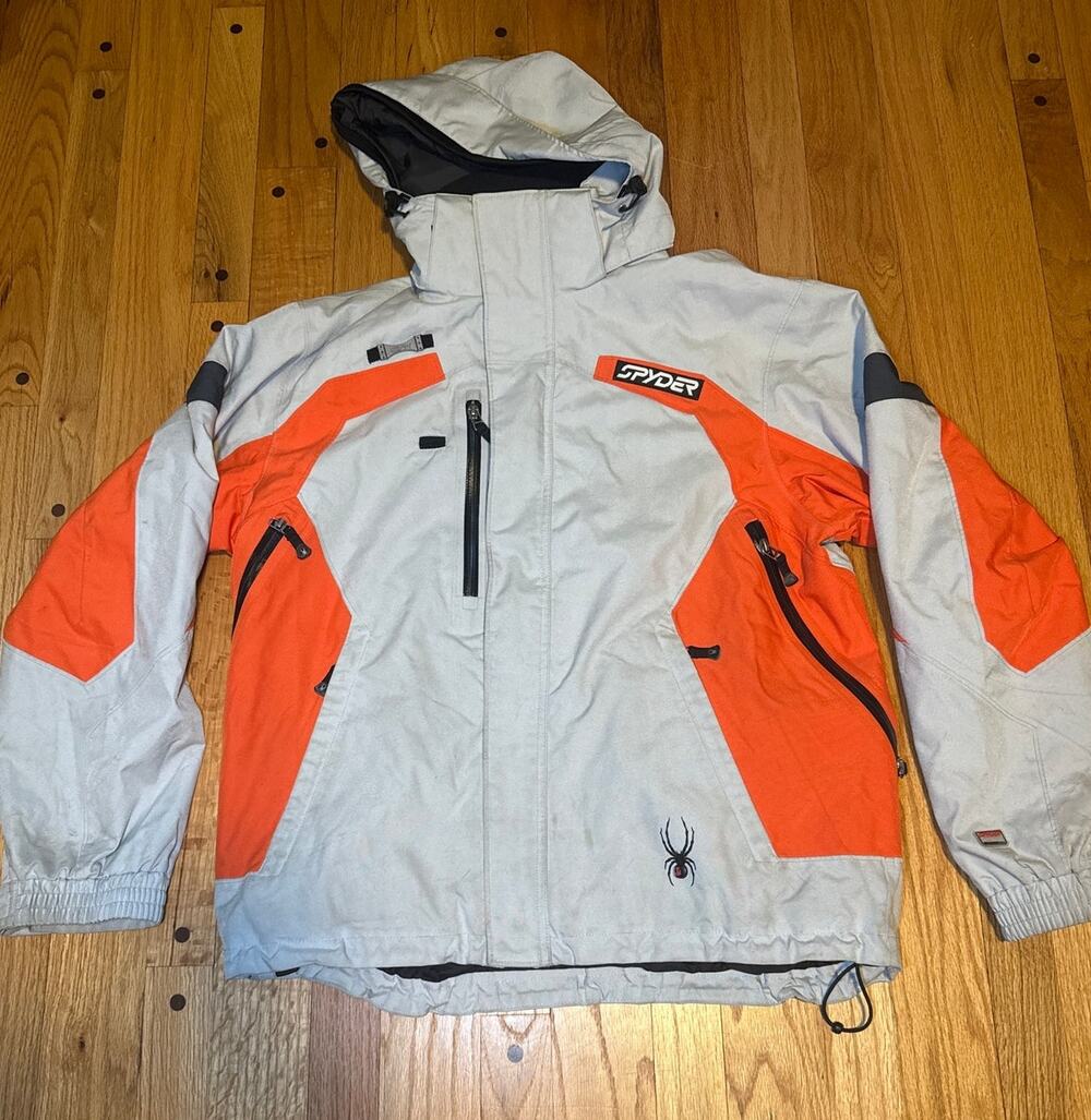 Spyder ProGear Men’s M Ski Jacket Dermizax Waterproof Snowboard Orange Gray